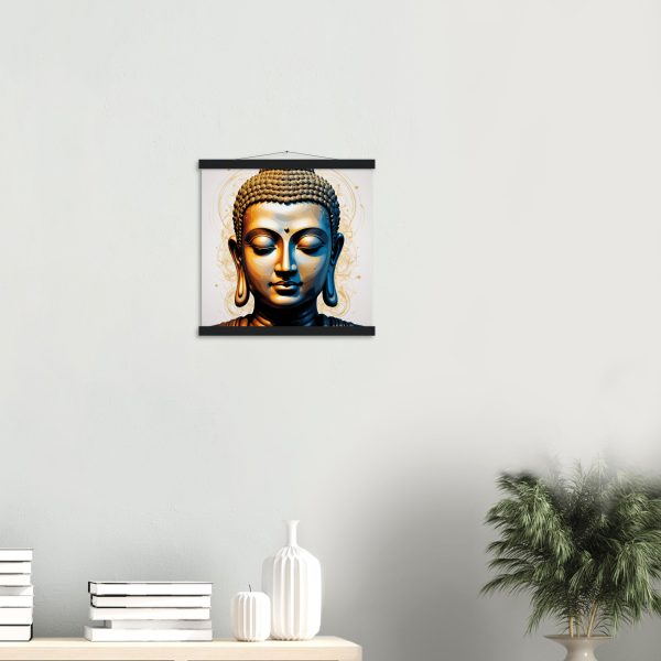 Golden Tranquility: Buddha Head Canvas Elegance 5