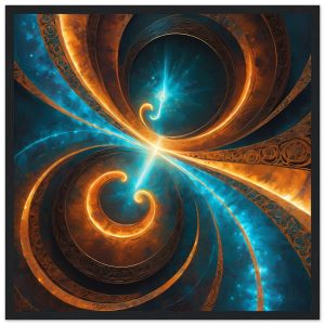 Zen Serenity Unveiled: Framed Poster with Golden Swirls