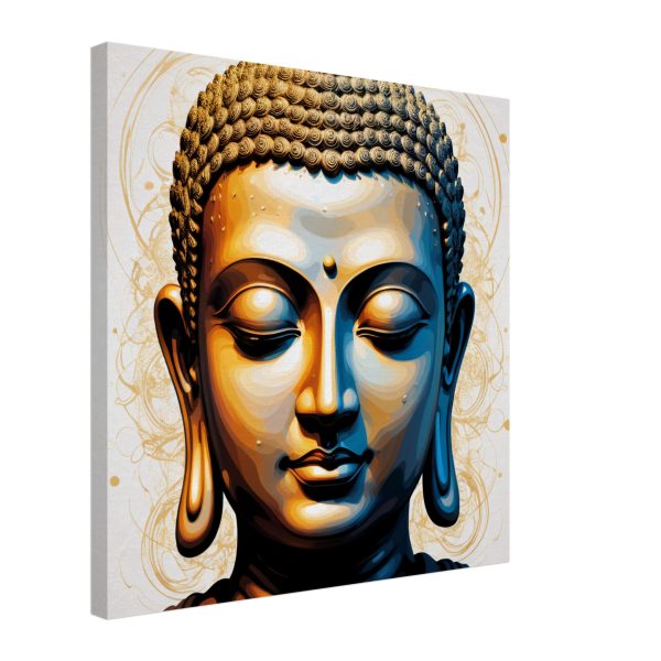 Golden Tranquility: Buddha Head Canvas Elegance 13