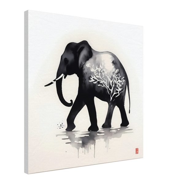 The Enchanting Black Elephant with White Tree Print 6