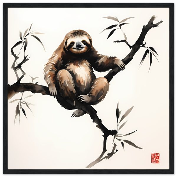 The Harmony of Zen Sloth in Japanese Ink Wash 7