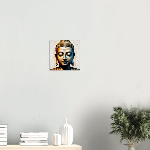 Golden Tranquility: Buddha Head Canvas Elegance 19