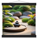 Zen Garden Tranquility: Vintage Poster with Hanger 8