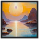 Tranquil Rocky Sunset Framed Artwork for Zen Enthusiasts 6