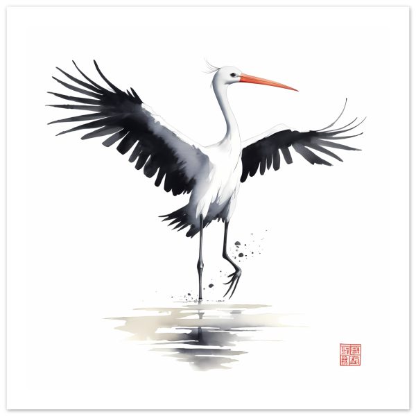 Captivating Flight: A Symphony of Elegance in a Crane Print 8