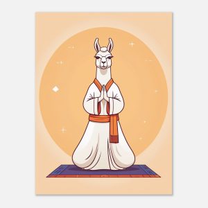 Llama in Meditation: A Humorous Yoga Illustration