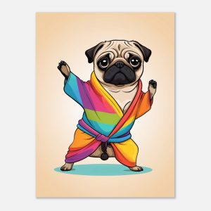 Rainbow Yoga Pug: A Colorful and Cute Artwork